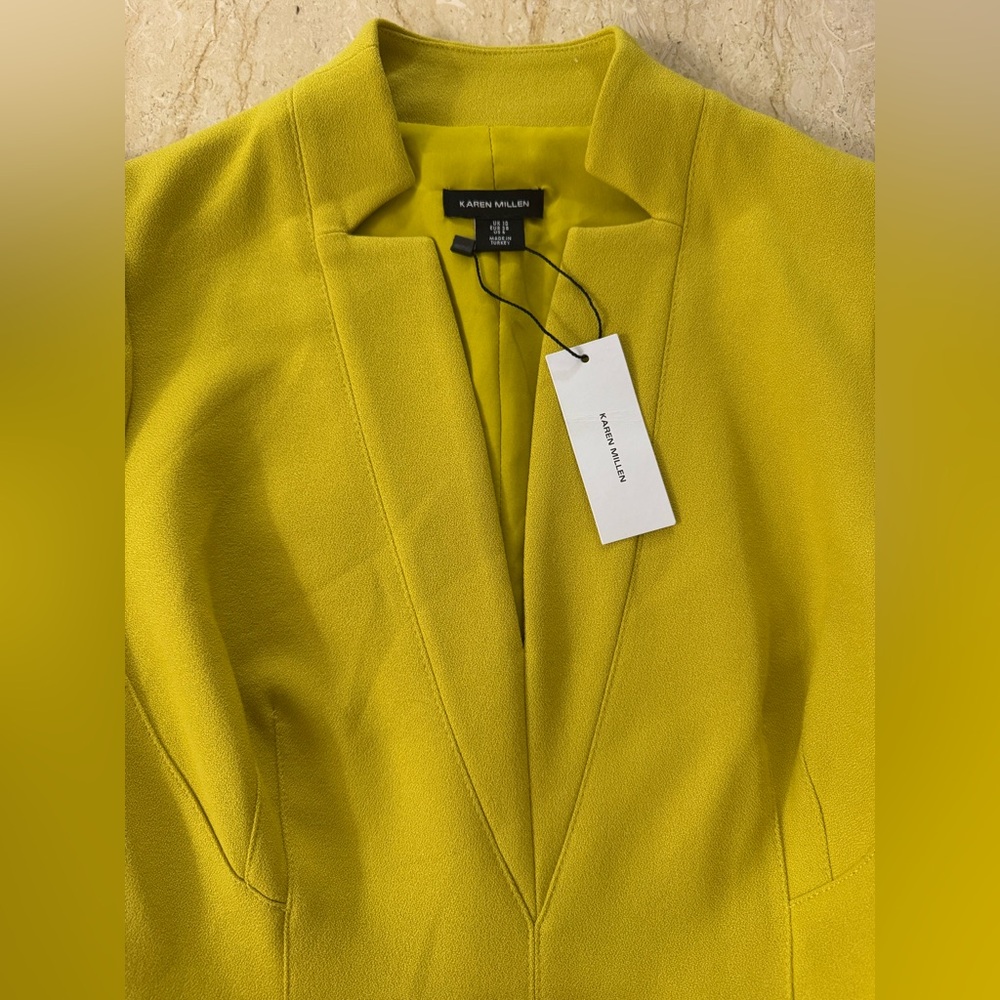NWT KAREN MILLEN Structured Crepe Forever Pleat Belted Midi Dress $439 - Picture 11 of 14